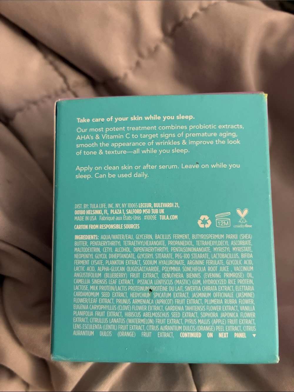 Tula Skincare Beauty Sleep Overnight Repair - Bright Turquoise and White - Picture 3 of 6